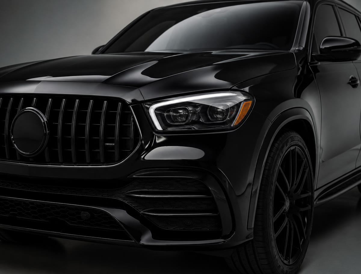 Black SUV with blacked-out trim after chrome delete service