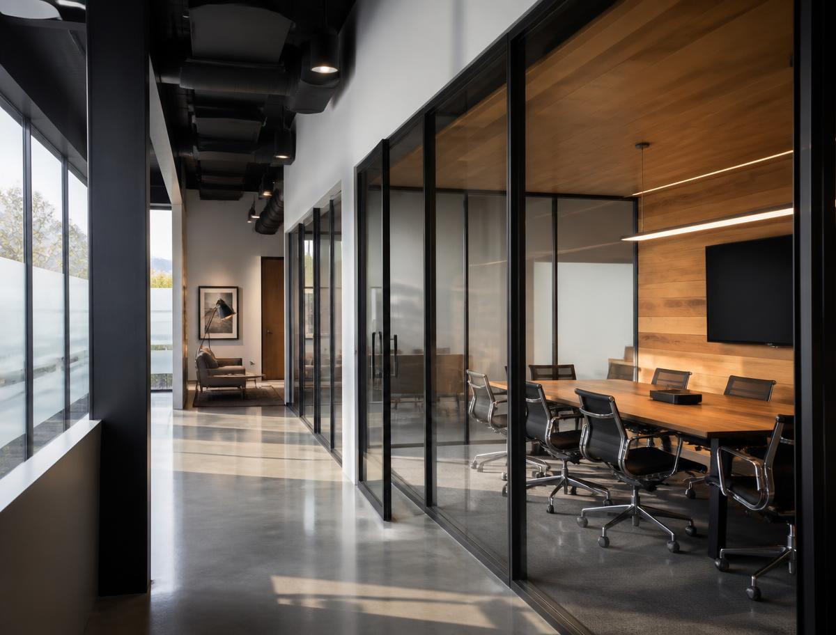 Modern commercial office with privacy window film