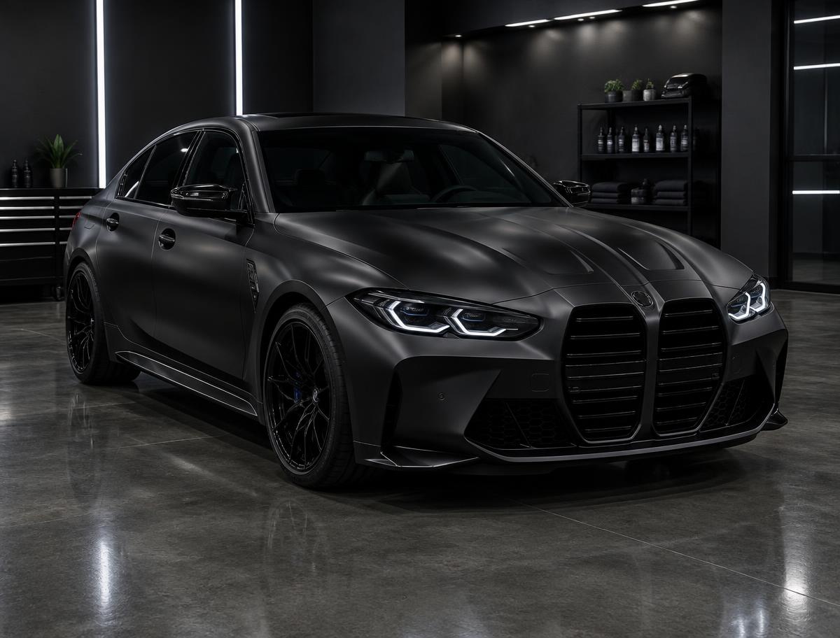 Car with a bold satin vinyl wrap in a custom color